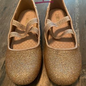 Gold glitter ballet flats